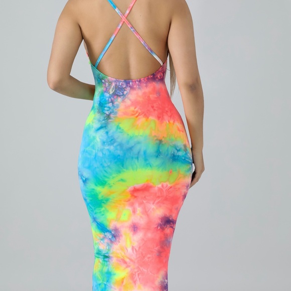 Neon Tie Dye Dress - Picture 2 of 5